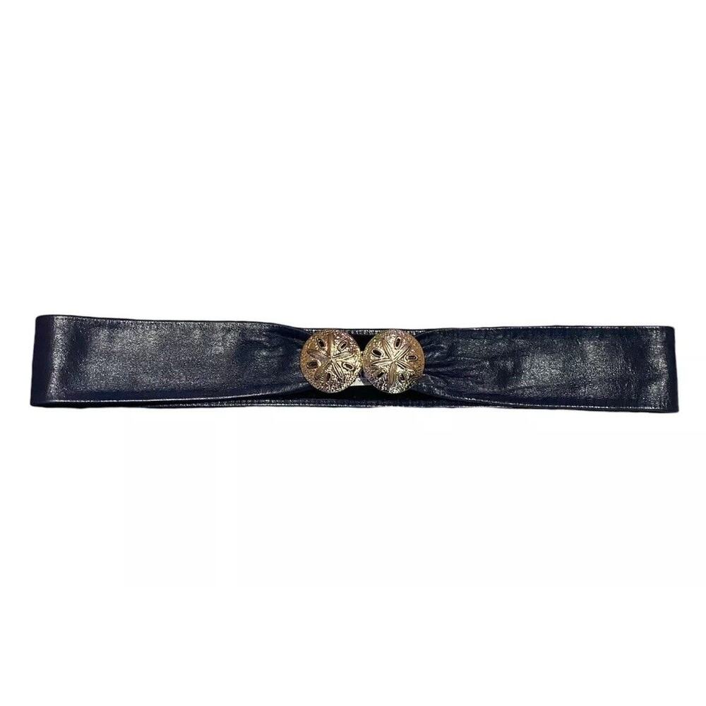 Vintage Gay Boyer Sand Dollar Leather Belt Navy